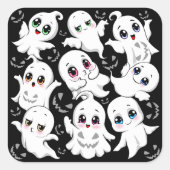 Baby Ghosts Spooky Schattigee Halloween Mood Vierkante Sticker (Voorkant)