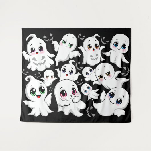 Baby Ghosts Spooky Schattigee Halloween Mood Wandkleed (Voorkant (horizontaal))