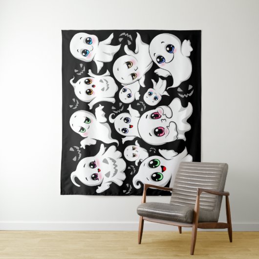 Baby Ghosts Spooky Schattigee Halloween Mood Wandkleed (In situ)