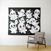 Baby Ghosts Spooky Schattigee Halloween Mood Wandkleed (In Situ (horizontaal))