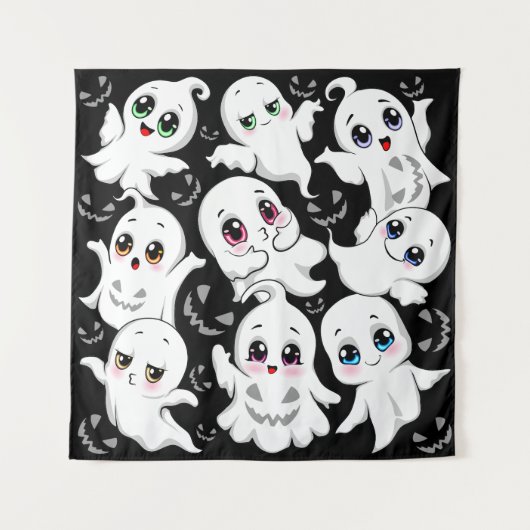 Baby Ghosts Spooky Schattigee Halloween Mood Wandkleed (Voorkant)