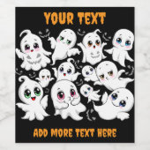 Baby Ghosts Spooky Schattigee Halloween Mood Wijn Etiket (Enkel label)