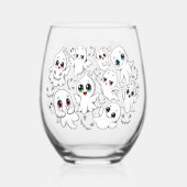 Baby Ghosts Spooky Schattigee Halloween Mood Wijnglas Zonder Voet (Voorkant)