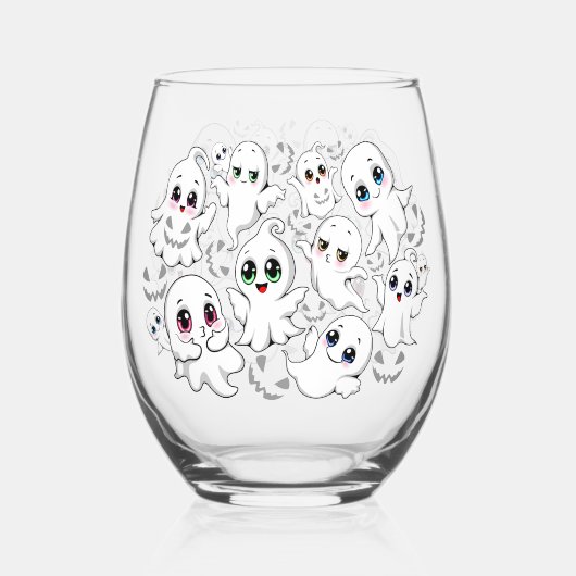 Baby Ghosts Spooky Schattigee Halloween Mood Wijnglas Zonder Voet (Voorkant)