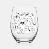Baby Ghosts Spooky Schattigee Halloween Mood Wijnglas Zonder Voet (Achterkant)