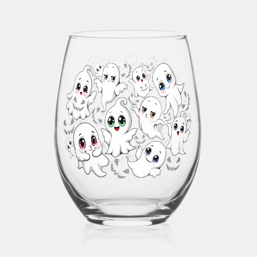 Baby Ghosts Spooky Schattigee Halloween Mood Wijnglas Zonder Voet (Achterkant)