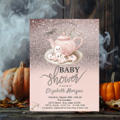 Baby Ghosts Theepot Roos Glitter Bokeh Baby shower Kaart