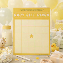Baby Gift Bingo Baby shower Game Yellow Notitieblo Notitieblok