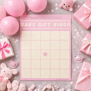 Baby Gift Bingo Baby shower Spel Roze Notitieblok