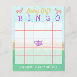 Baby Gift Bingo Cute Unicorn Tea Party Shower Flyer