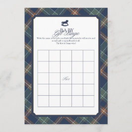 Baby Gift Bingo Game Navy Plaid Preppy Baby Shower Advieskaart