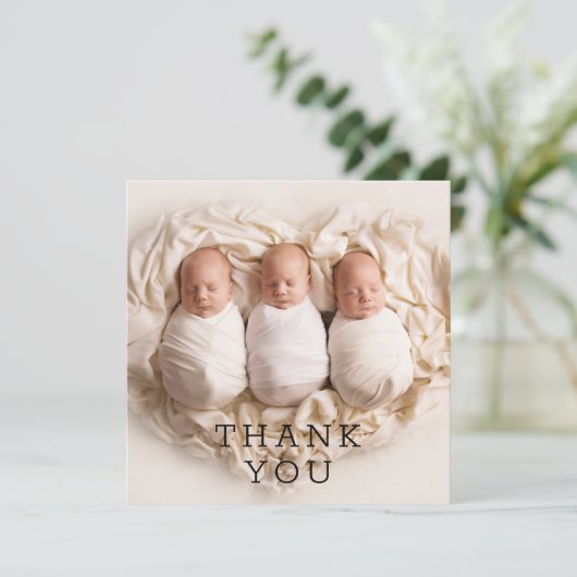 Baby Gift Dank u Triplets Newborn Baby shower Bedankkaart (Staand voorkant)