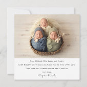 Baby Gift Dank u Triplets Newborn Baby shower Bedankkaart (Achterkant)