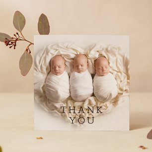 Baby Gift Dank u Triplets Newborn Baby shower Bedankkaart