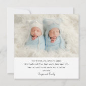 Baby Gift Twins Bedankt voor je pasgeboren Baby sh (Achterkant)