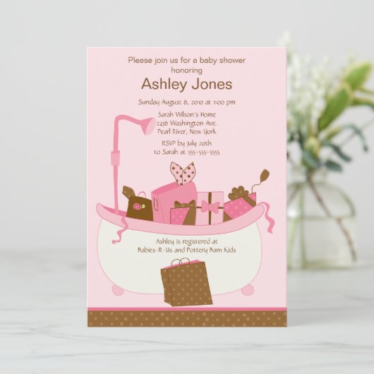 Baby Gifts Tub Girl Baby shower Kaart (Staand voorkant)