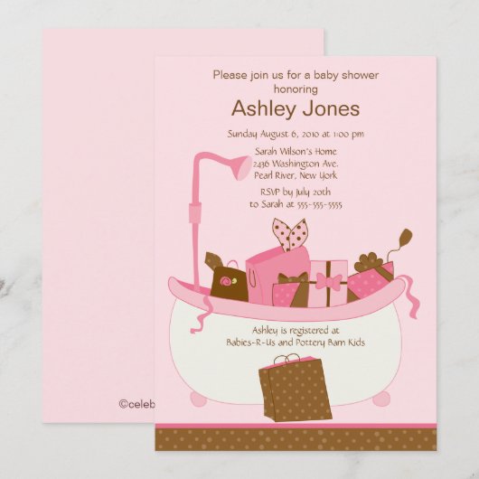 Baby Gifts Tub Girl Baby shower Kaart (Voorkant / Achterkant)