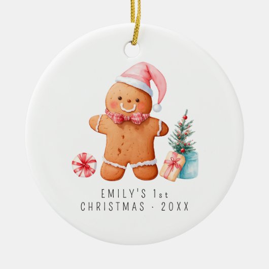 Baby Gingerbread | Eerste Kerstmis voor baby's Keramisch Ornament (Voorkant)