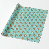 Baby Gingerbread Sweet XmaS op Turquoise Cadeaupapier (Uitgerold)