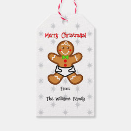 Baby Gingerbread zoete XmaS Wit-Rood Cadeaulabel