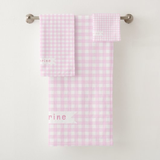 Baby Gingham Pastel Pink Bad Handdoek (Insitu)