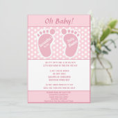 Baby Gir Lange afstand Baby shower Baby Voetafdruk Kaart (Staand voorkant)