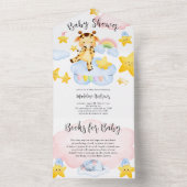 Baby Giraffe Baby Shower All-in-One Uitnodiging (Binnen)