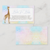 Baby Giraffe Baby shower Book Request Blue Informatiekaartje (Voorkant / Achterkant)