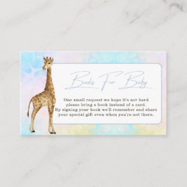 Baby Giraffe Baby shower Book Request Blue Informatiekaartje