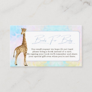 Baby Giraffe Baby shower Book Request Blue Informatiekaartje