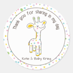 Baby Giraffe Baby shower Favor Sticker {Neutraal}