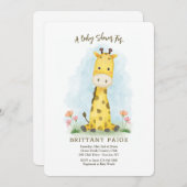 Baby Giraffe Baby shower Kaart (Voorkant / Achterkant)