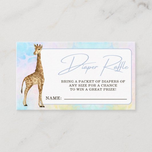 Baby Giraffe Baby Shower Luier Raffle Informatiekaartje (Voorkant)