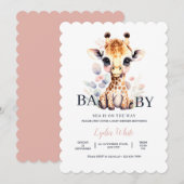 Baby Giraffe Baby shower Meisje Roze Baby shower Kaart (Voorkant / Achterkant)