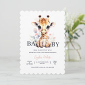 Baby Giraffe Baby shower Meisje Roze Baby shower Kaart (Staand voorkant)
