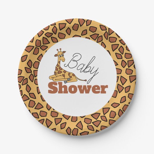 Baby Giraffe, Baby shower Papieren Bordje (Voorkant)