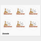 Baby Giraffe, Baby shower Ronde Sticker (Vel)