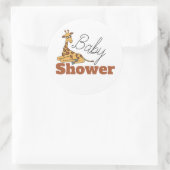 Baby Giraffe, Baby shower Ronde Sticker (Tas)