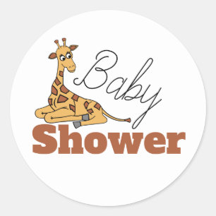 Baby Giraffe, Baby shower Ronde Sticker