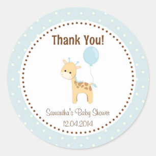 Baby Giraffe Baby shower Sticker Blauw