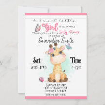 Baby Giraffe Baby shower uitnodiging