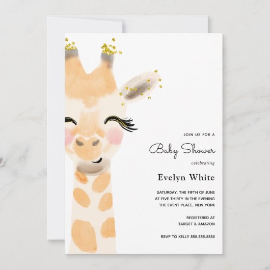 Baby Giraffe Baby shower uitnodiging (Voorkant)