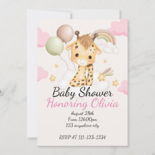 BABY GIRAFFE BABY SHOWER UITNODIGING