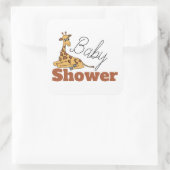 Baby Giraffe, Baby shower Vierkante Sticker (Tas)