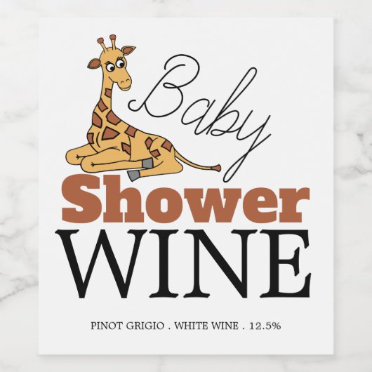 Baby Giraffe, Baby shower Wijn Etiket (Enkel label)