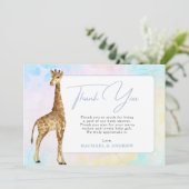Baby Giraffe Blauw Baby shower Hartelijk dank Kaart (Staand voorkant)