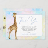Baby Giraffe Blauw Baby shower Hartelijk dank Kaart (Voorkant / Achterkant)