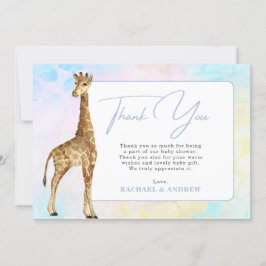 Baby Giraffe Blauw Baby shower Hartelijk dank Kaart