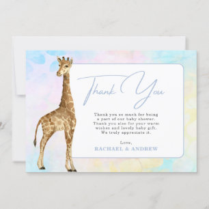 Baby Giraffe Blauw Baby shower Hartelijk dank Kaart