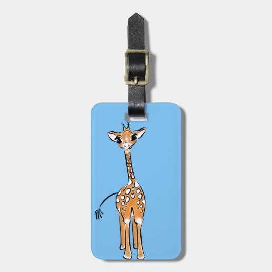 Baby Giraffe - blauw Bagagelabel (Voorkant verticaal)
